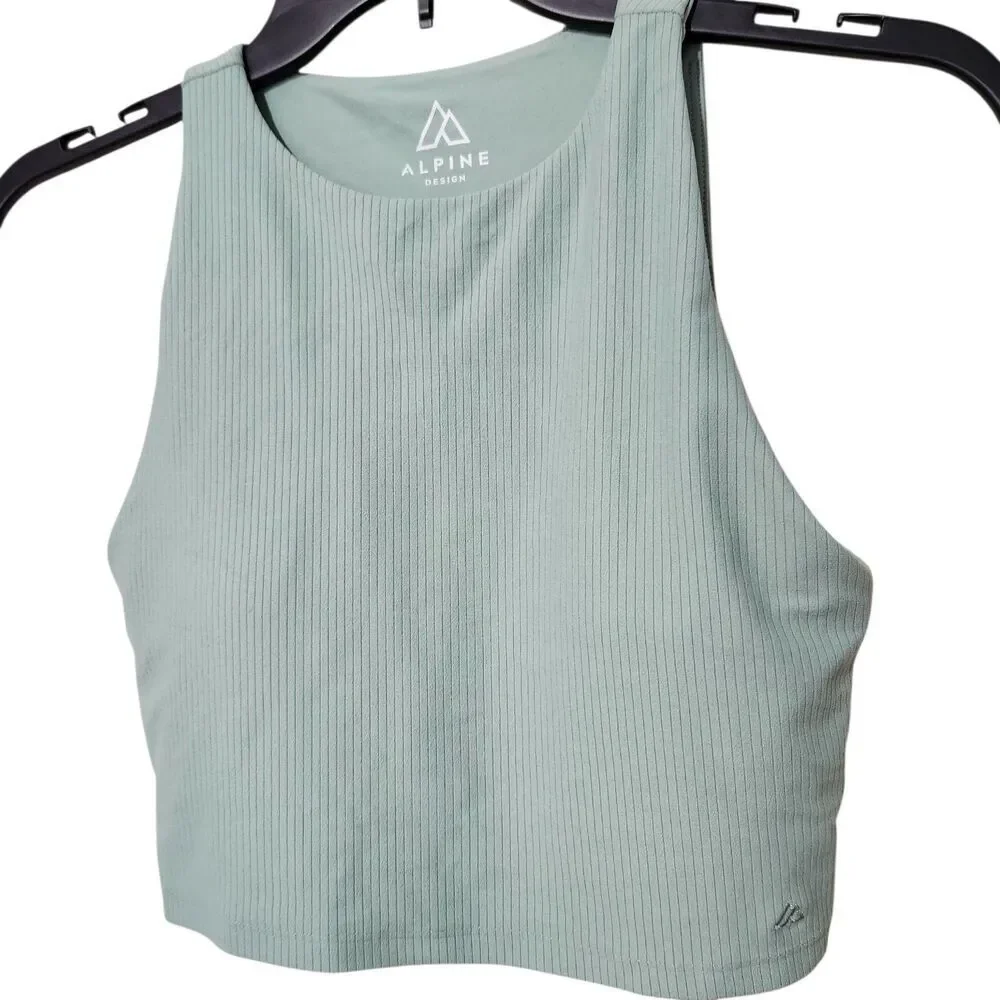 Alpine Design Sports Bra Size XS Light Green Color Removable Pads Crop top. New